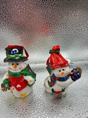 Vintage Kurt Adler Christmas Snowman Ornaments- Set of 2